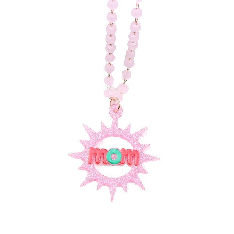 Wholesale Mother's Day Pink Love Irregular Acrylic Necklaces